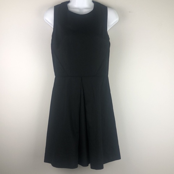 NEW Gap Linen Blend Fit & Flare Dress Black Sleeveless Pockets Preppy Career - Picture 2 of 16